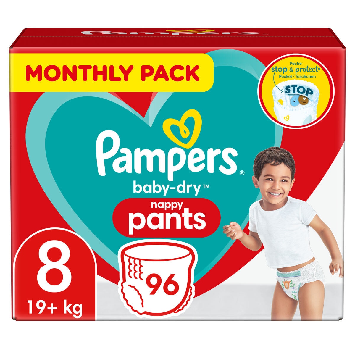 Pampers Baby Dry Nappy Pants Size 8, 96 Pack