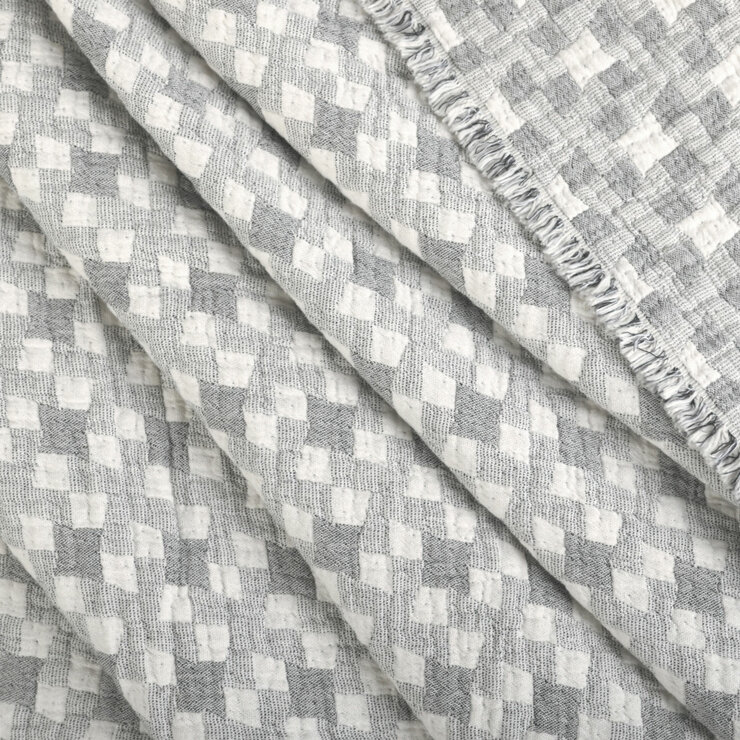 Life Comfort Reversible 100% Cotton Gauze Grey Throw, 127 x 162 cm