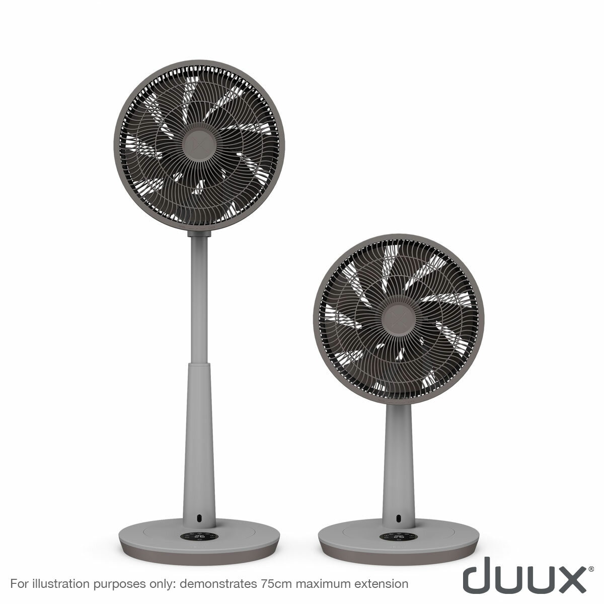 Front profile of Duux Whisper Fan 3 in Grey