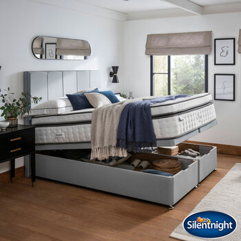 Silentnight Geltex Ultraflex 3000 Mattress & Full Ottoman Divan in Slate Grey, 2 Firmness Ratings in 3 Sizes