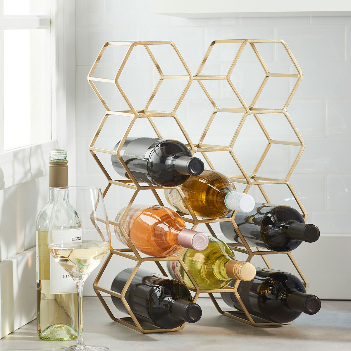 Evergreen 11 Bottle Wine Rack in Gold