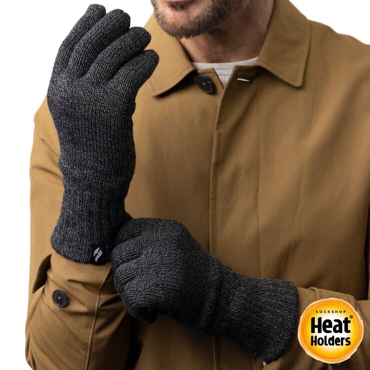 Heat Holders Men's Original Thermal Gloves 2 Pack in Grey, Small/Medium