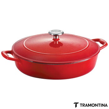 Tramontina Enamel Cast Iron Shallow Casserole Dish, 30cm / 3.8L in 2 Colours