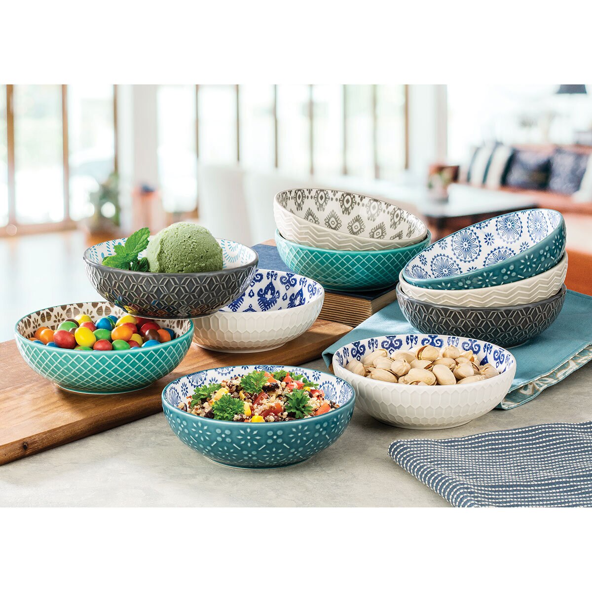 Signature Housewares Stoneware Bowls, 10 Piece Set | Cost...
