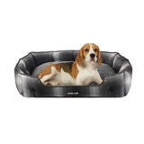 Kirkland Signature Tufted Cuddler Pet Bed 30" x 22" (76cm x 56cm) in Grey Plaid