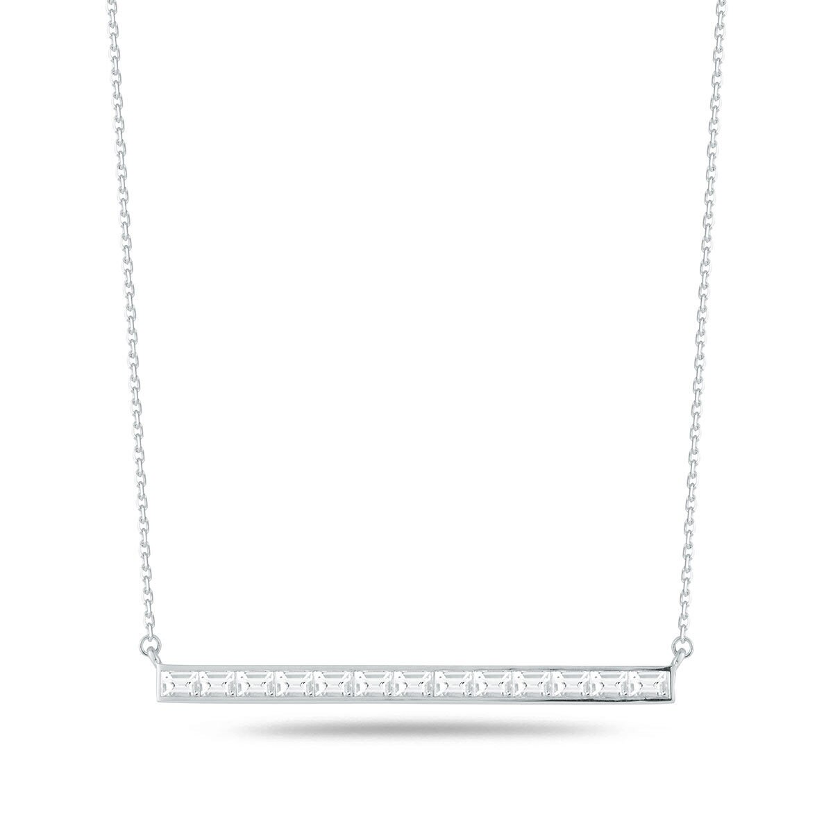 1.24ctw Baguette Cut Diamond Necklace, 18ct White Gold