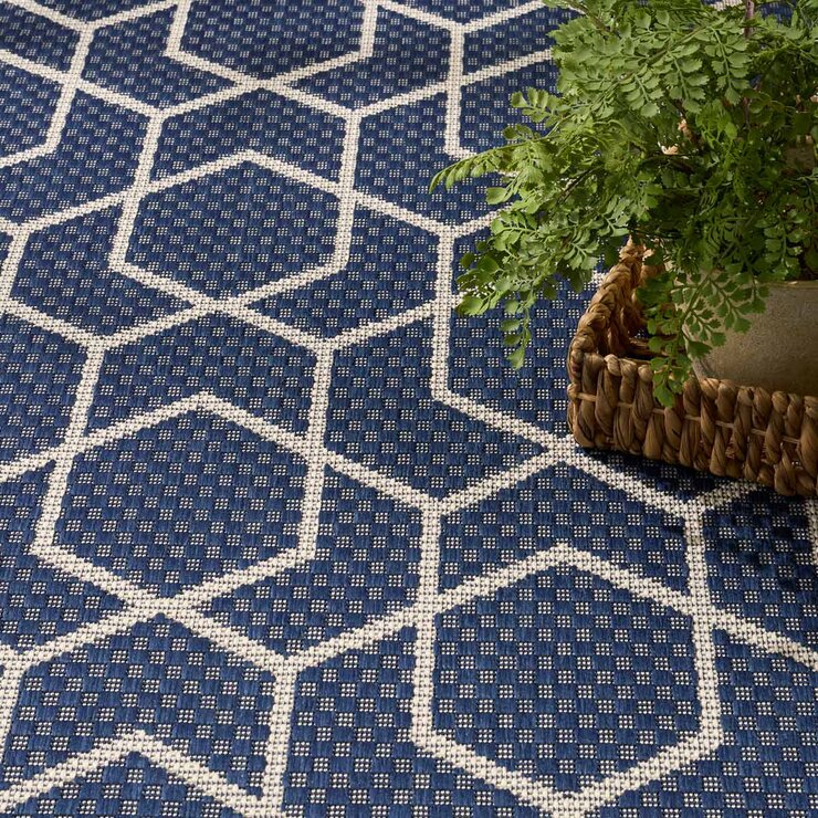 Nourison Horizon Geometric Navy Indoor Outdoor Rug, in 2 Sizes