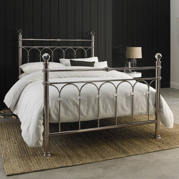 Bentley Designs Cristina Shiny Nickel Finish Metal Bed in 2 Sizes