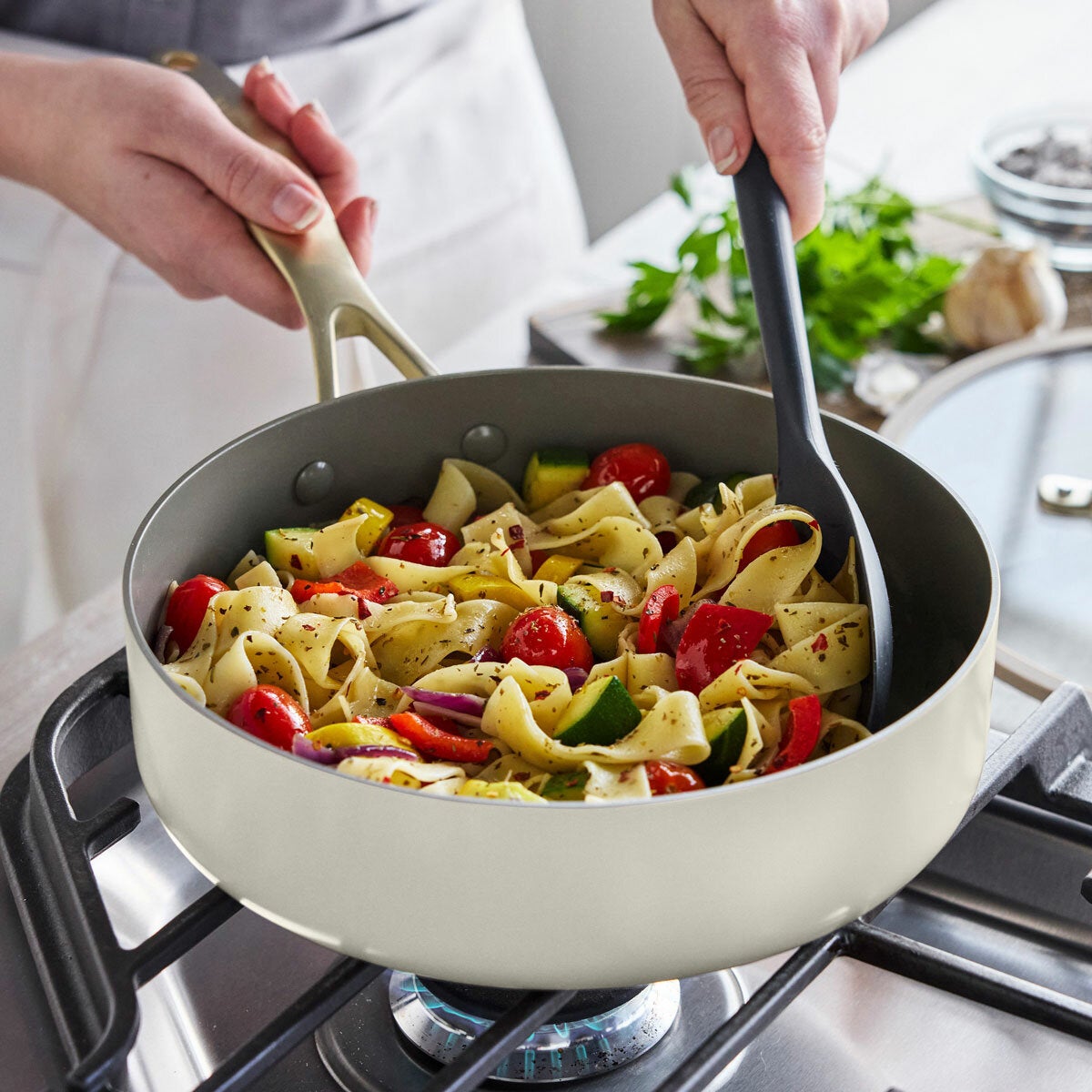 GreenPan Jewel Pro Cook Set, 15 Piece in Cream GreenPan Jewel Pro Cook Set, 15 Piece in Cream