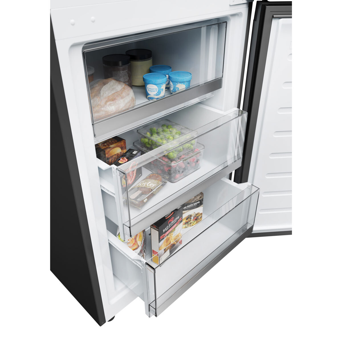 Haier HDW3618DNPD Fridge Freezer,  D Rated in Platinum Inox