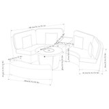SunVilla Laguna 5 Piece Woven Deep Seating Fire Sectional Patio Set 