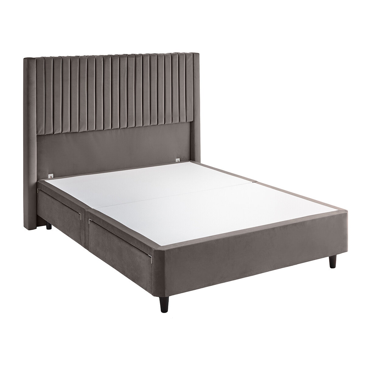 Silentnight Velvet 4 Drawer Divan Base with Slumber Headboard in Charcoal & 3 Sizes