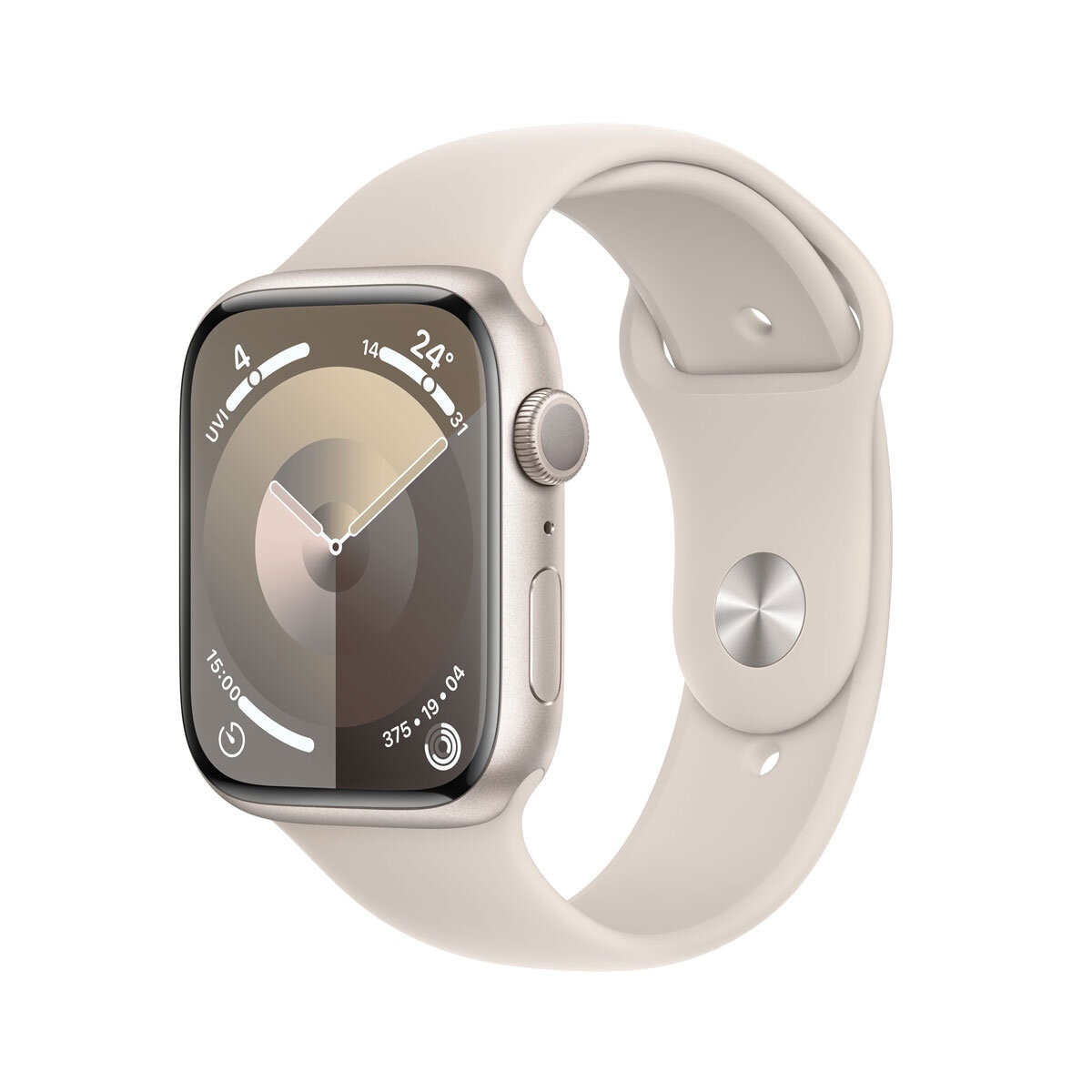 Apple Watch Series 9 GPS, 45mm Starlight Aluminium Case with Starlight Sport Band M/L, MR973QA/A