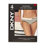 DKNY Women's Seamless Rib Knit 4 Pack Bikini Brief in 2 Colours and 2 Sizes