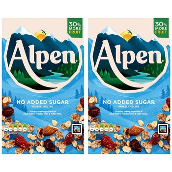 Alpen No Added Sugar Muesli, 2 x 950g
