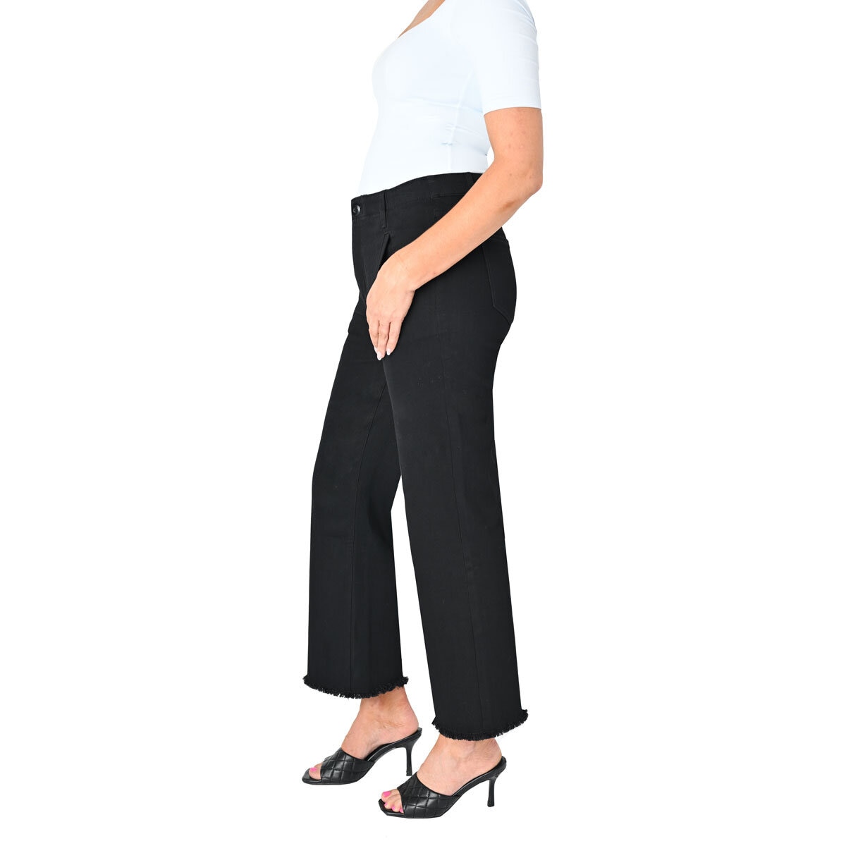 Briggs Ladies Twill Wide Leg Pant in Black