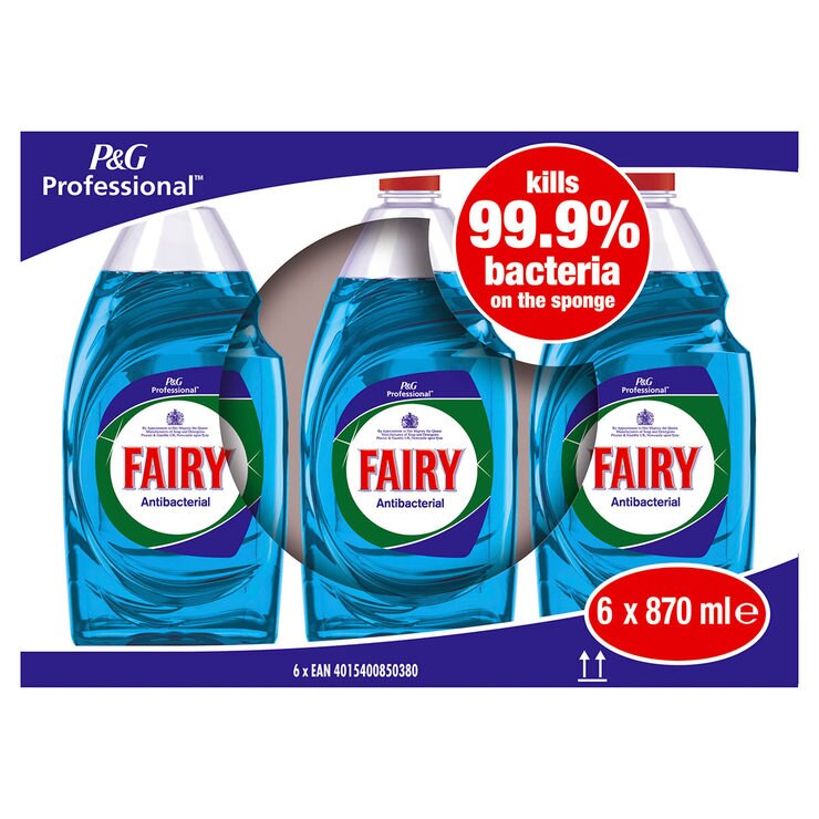 Fairy AntiBacterial Washing Up Liquid with Eucalyptus, 6 x 870ml