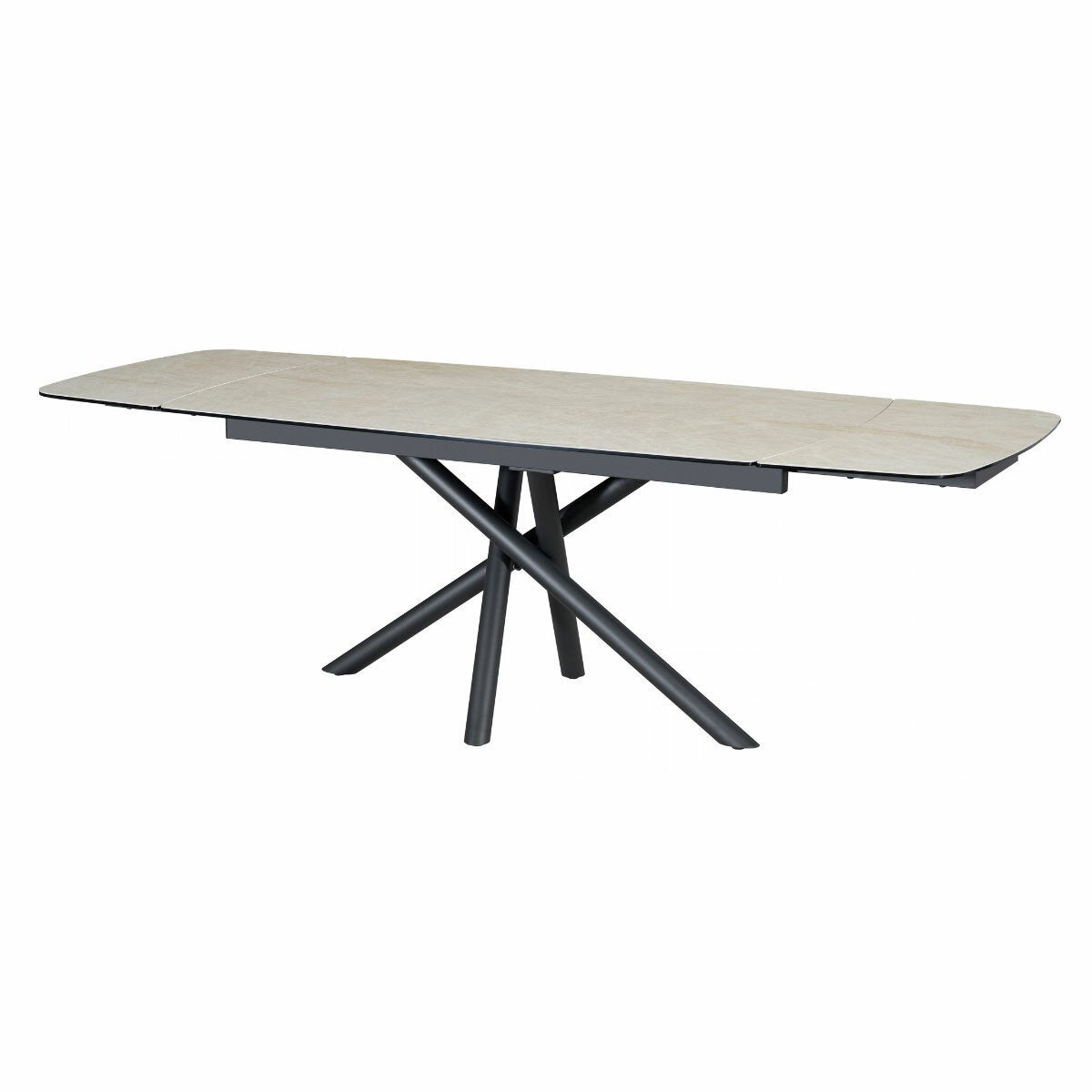 Indus Valley Skylar Large Extending Ceramic Dining Table + 6 Taupe Chairs, Seats 6-8