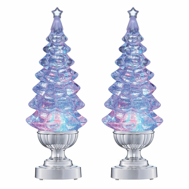 14 Inch (35.6 cm) Lighted Glitter Tree Lamps, 2 pack