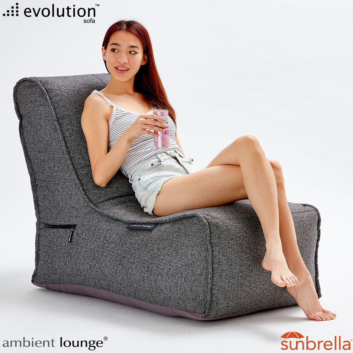 Ambient Lounge Evolution Lounger Outdoor Bean Bag in Dark Grey