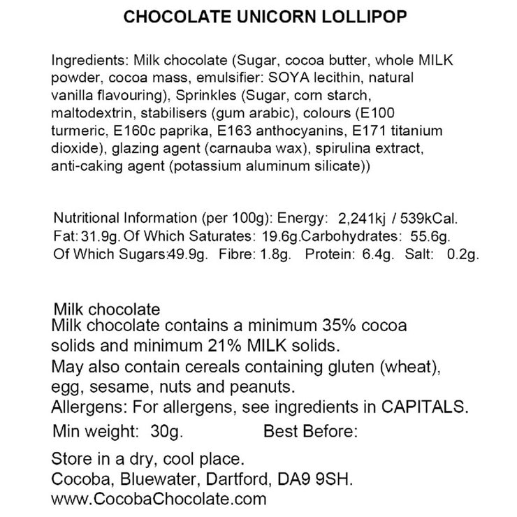 Nutritional information back label Nutritional information back label