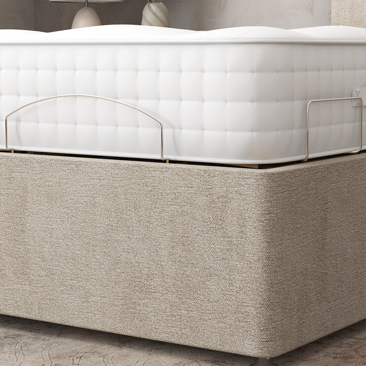 Highgrove Radnor Taupe Fabric Electric Adjustable Bed Frame with 1000 Spring Count Long Single Mattress in 2 Firmness Ratings
