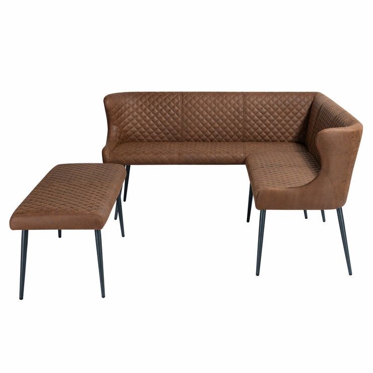 Corner bench and bench, side view