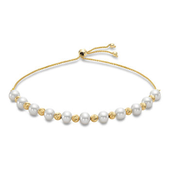 5.5-6mm Cultured Freshwater Pearl Bracelet, 14ct Yellow Gold