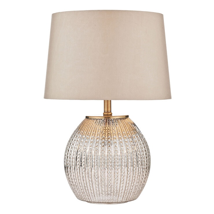 Sonia Antique Brass and Silver Glass Dual Light Table Lamp With Shade