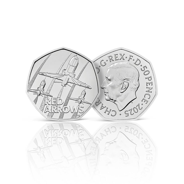 Red Arrows 50p Brilliant Uncirculated Coin Cover from Royal Mail and The Royal Mint
