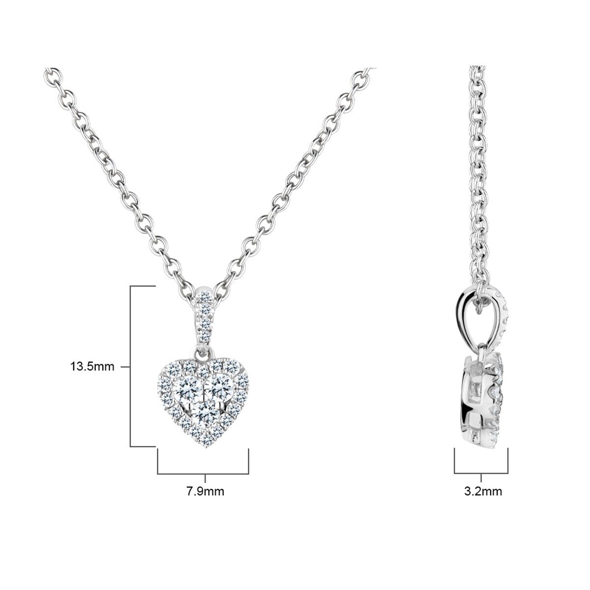 0.31ctw Round Brilliant Cut Diamond Heart Halo Pendant,18ct White Gold