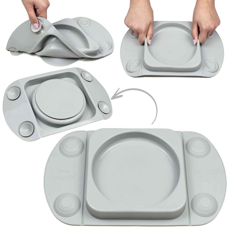 EasyTots EasyMat MiniMax Open Suction Weaning Plate in Grey EasyTots EasyMat MiniMax Open Suction Weaning Plate in Grey