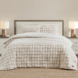 FRYE Faux Fur Cream 3 Piece Comforter Set FRYE Faux Fur Cream 3 Piece Comforter Set