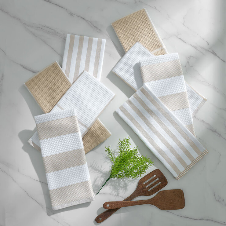 Caro Home Kitchen Towels 8 Pack, in Beige
