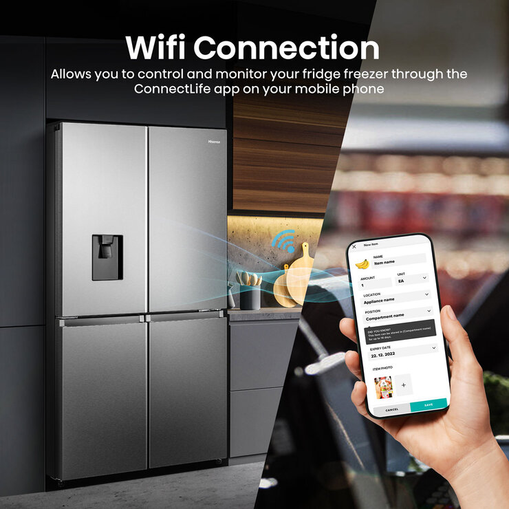 Hisense RQ758N4SWSE, Pureflat Multi Door Fridge Freezer, E Rated in Silver