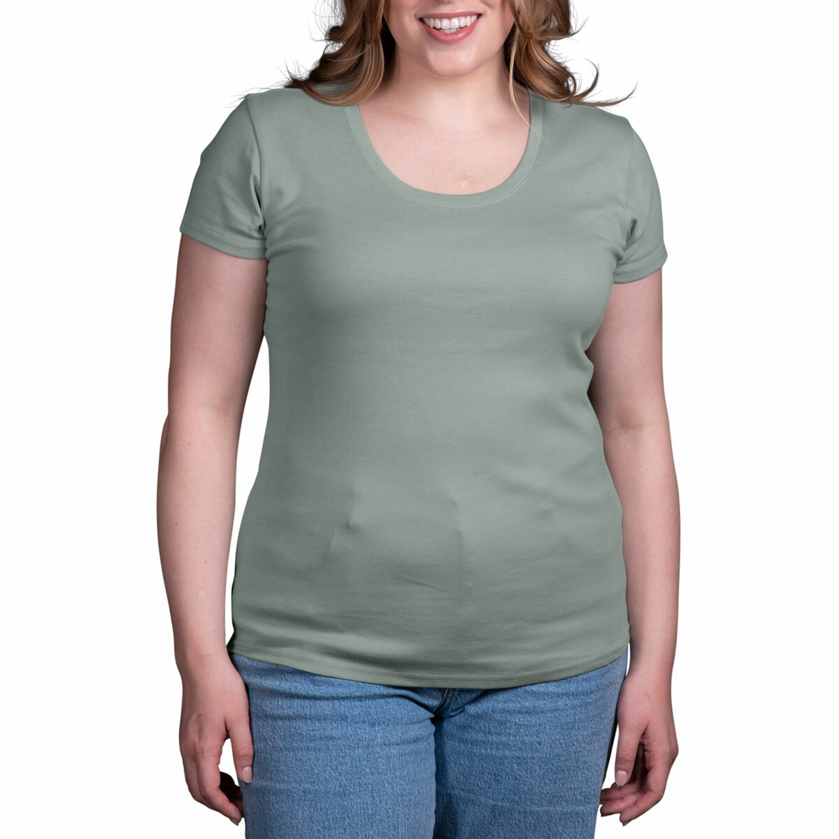 Kirkland Signature Ladies Scoop Neck Pima Tee in Green