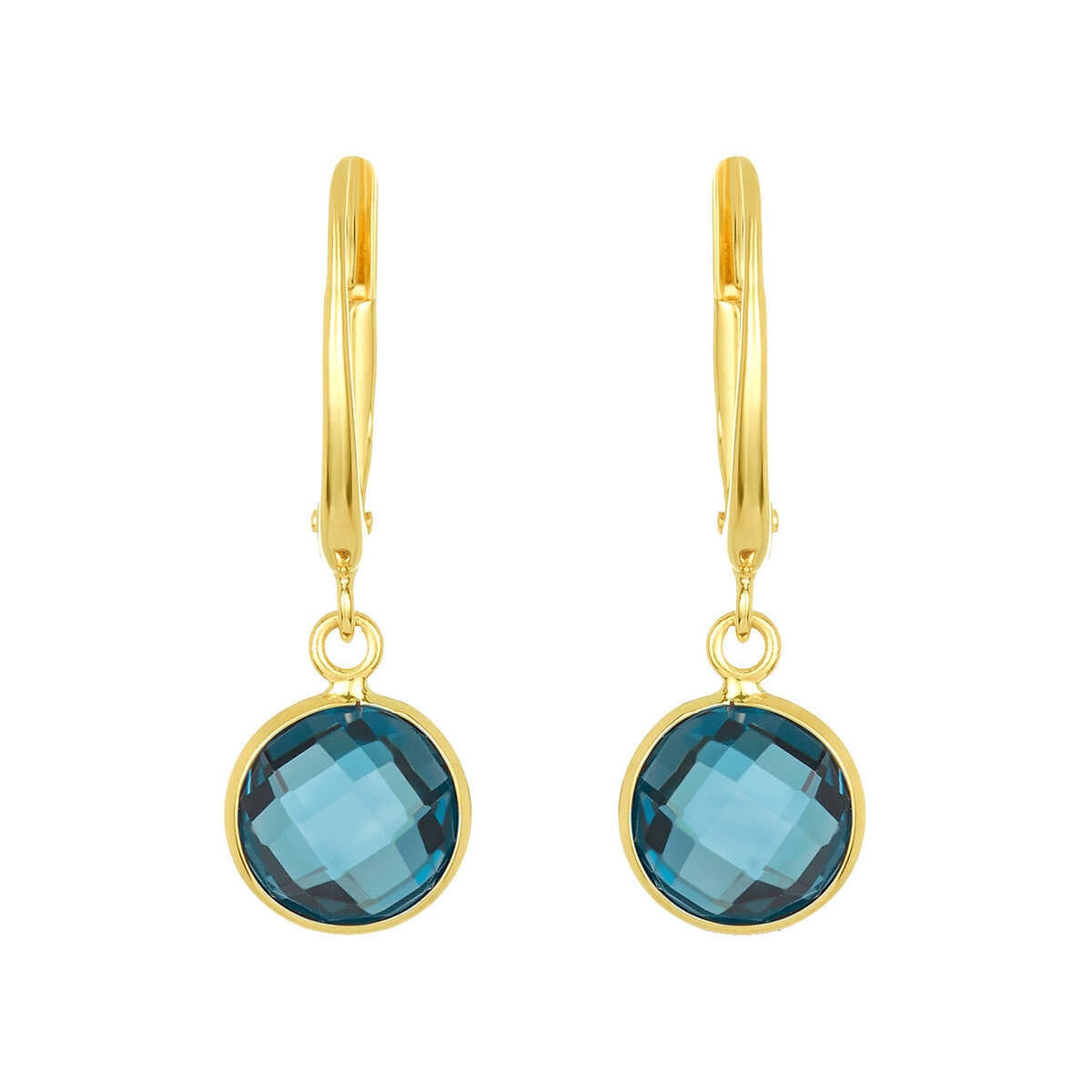 London Blue Topaz Earrings, 14k Yellow Gold