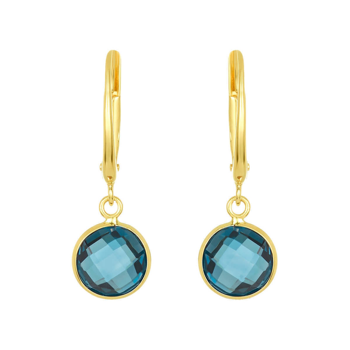 London Blue Topaz Earrings, 14k Yellow Gold