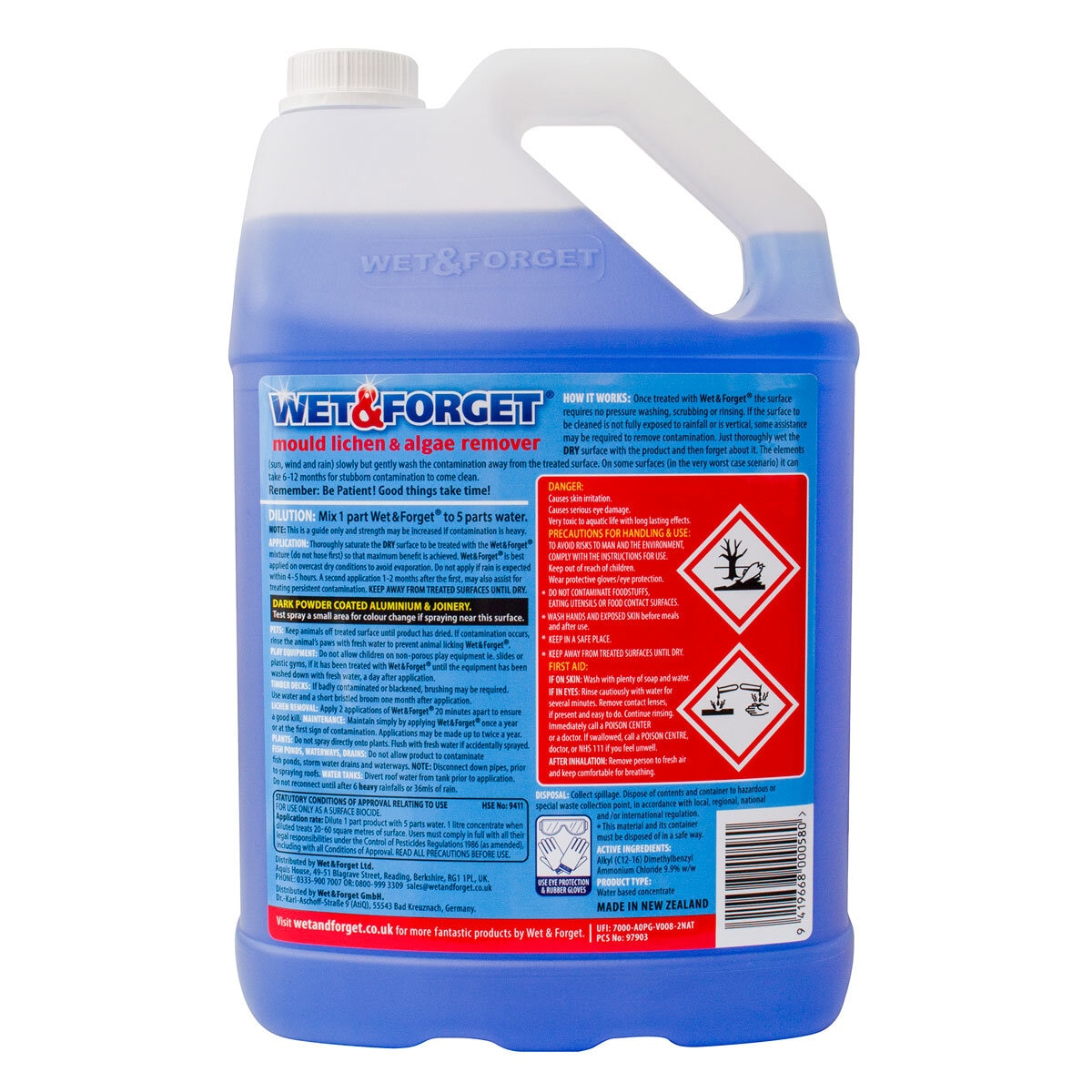 Wet & Forget Concentrate Mould, Lichen and Algae Remover - 5 Litre