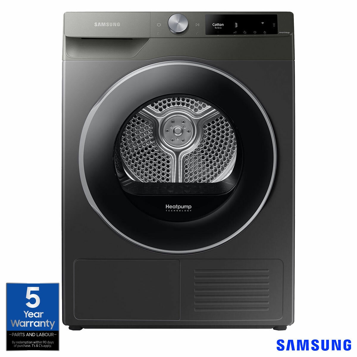 Samsung Series 6 DV90T6240LN/S1, 9kg, Heat Pump Tumble Dryer, A+++ Rated in Graphite