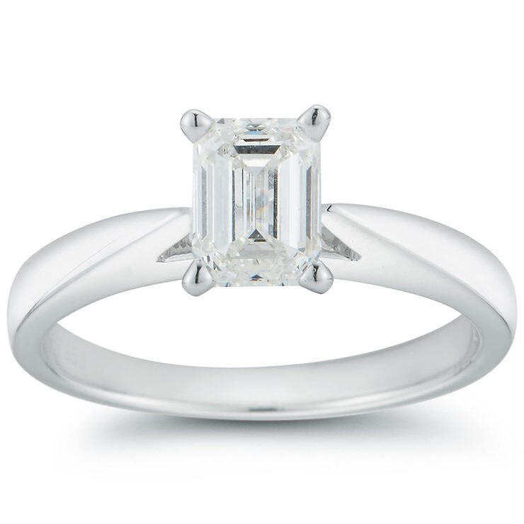 1.0ct Emerald Cut Diamond Solitaire Ring, Platinum Costco UK