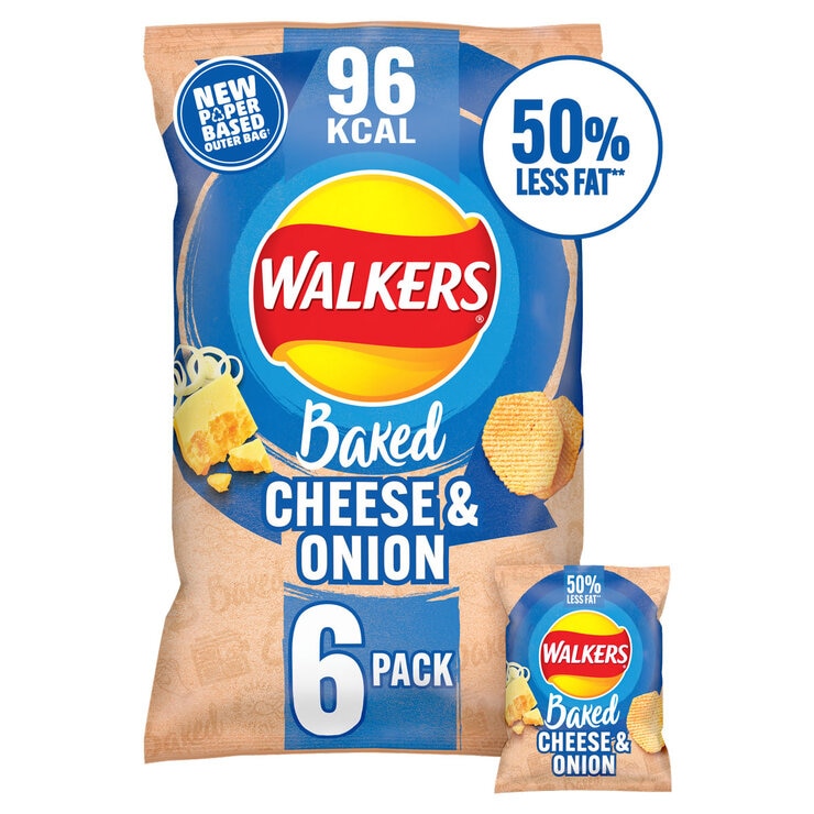 Walkers Baked Cheese & Onion, 6 x 22g