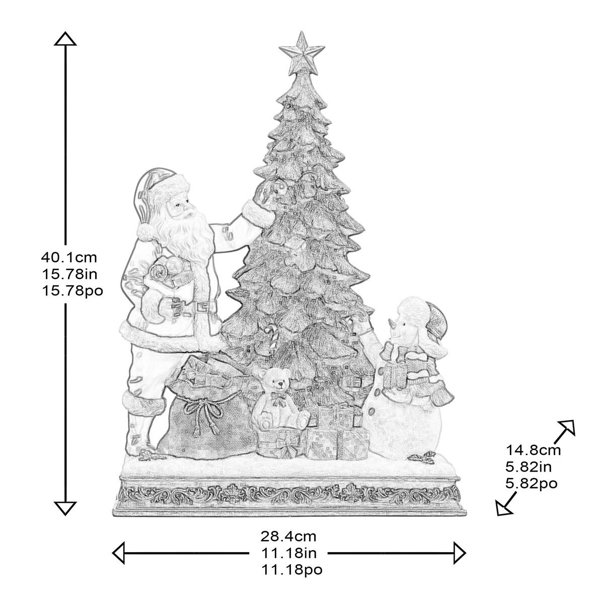 Buy Santa & Snowman w/ Tree Dimensions Image at Costco.co.uk