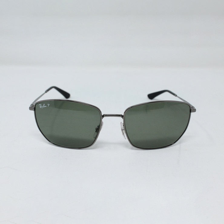 RayBan Gunmetal Metal Sunglasses with Green Polarised Lenses, RB3653