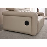 Dallas Cream Leather Power Sliding 3 Seater Sofa