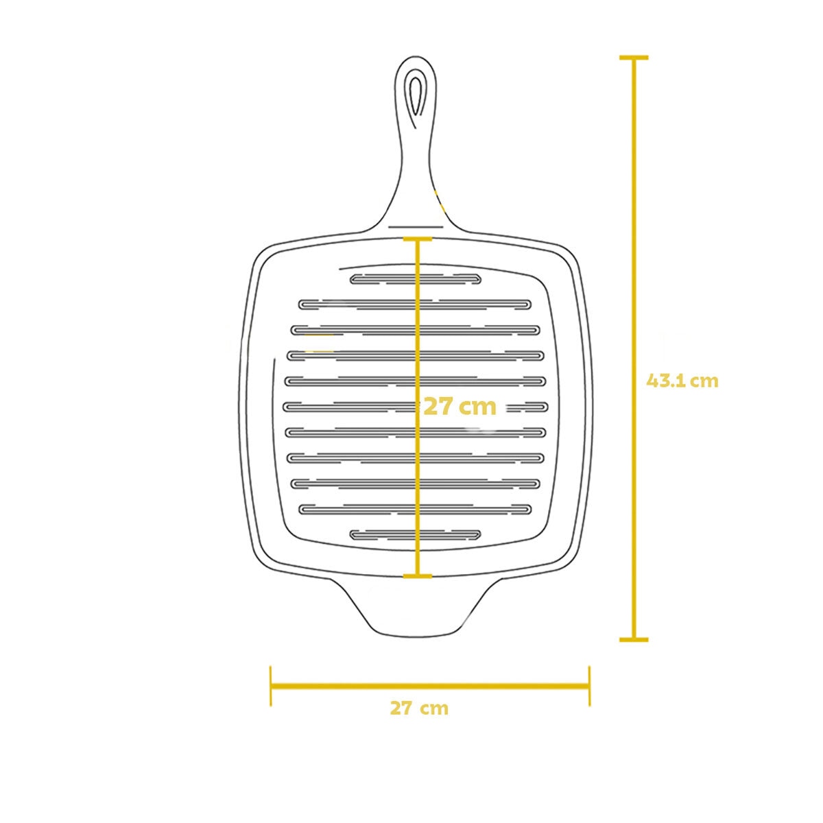 Tramontina Cast Iron Square Griddle Pan, 27cm
