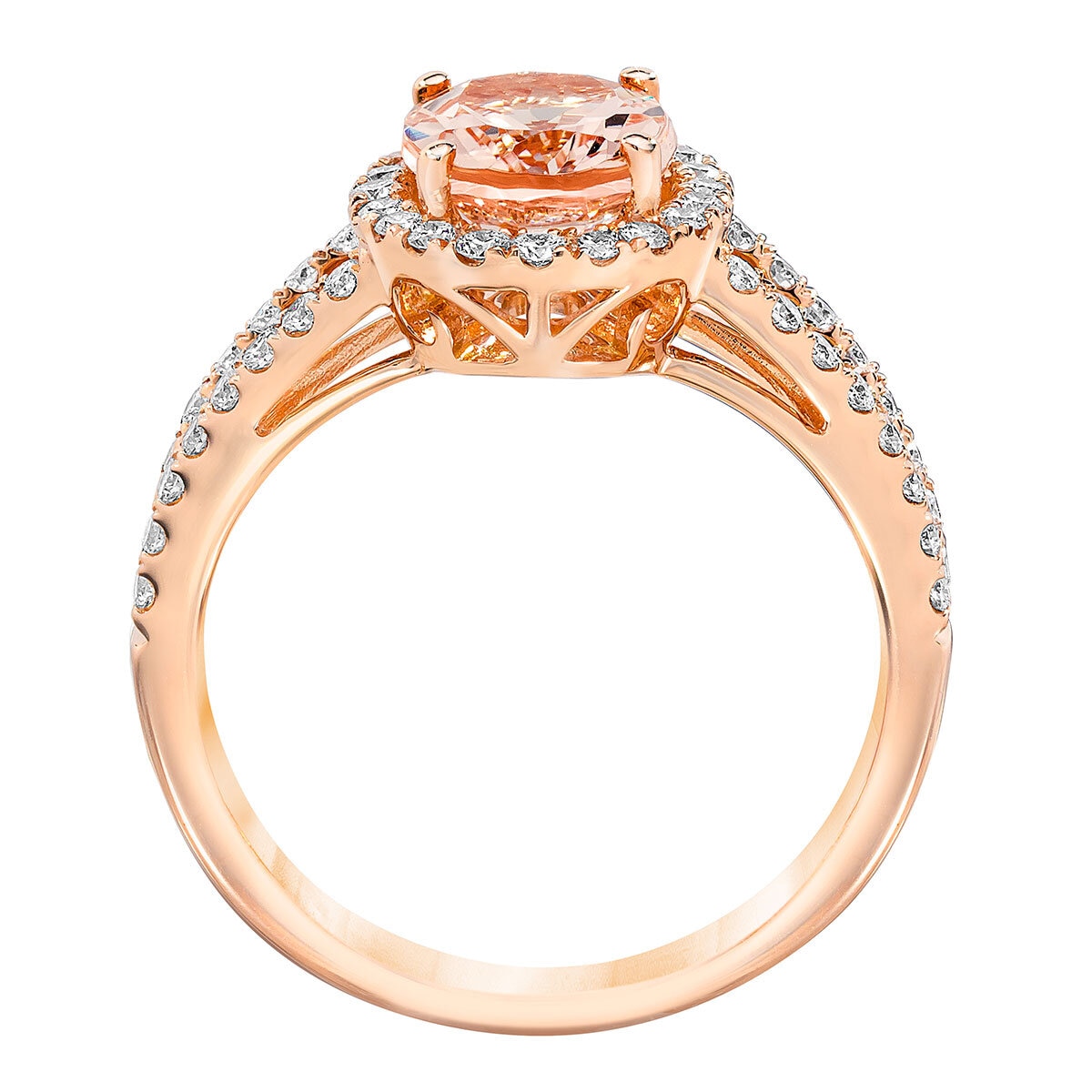 Morganite and 0.47ctw Diamond Ring, 14k Rose Gold