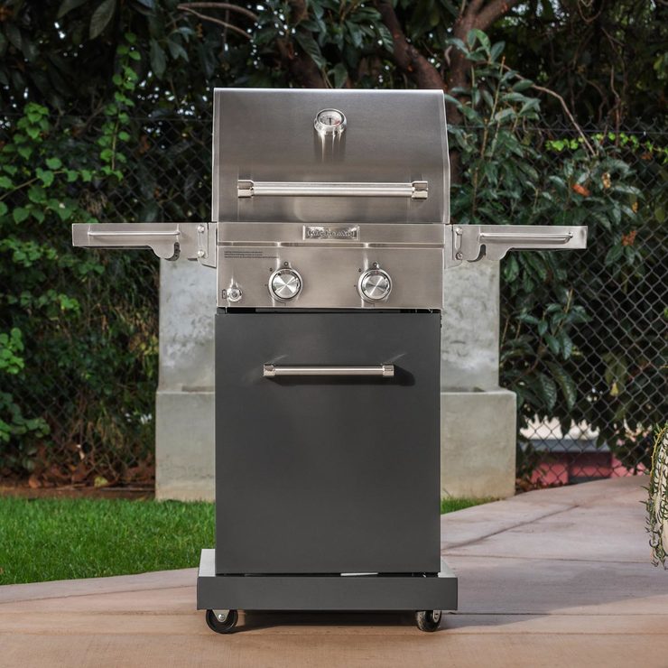 KitchenAid 2 Burner Stainless Steel Gas Barbecue Grill + Cover Costco UK