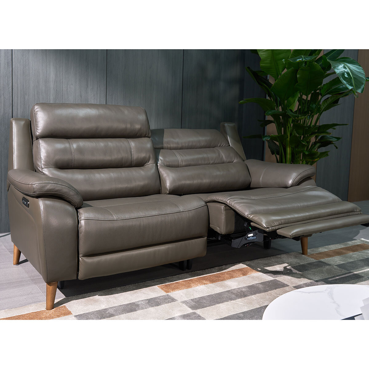 Ava Dark Grey Leather Power Reclining Large 2 Seater Sofa