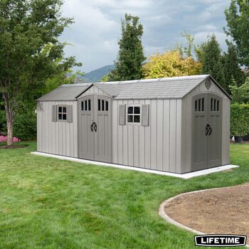 Lifetime 20ft x 8ft (6 x 2.4m) Rough Cut Dual Entry Outdoor Storage Shed - Model 60351